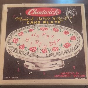Vintage With Box MCM Chadwick Musical 'Happy Birthday' Rotating Cake Plate!